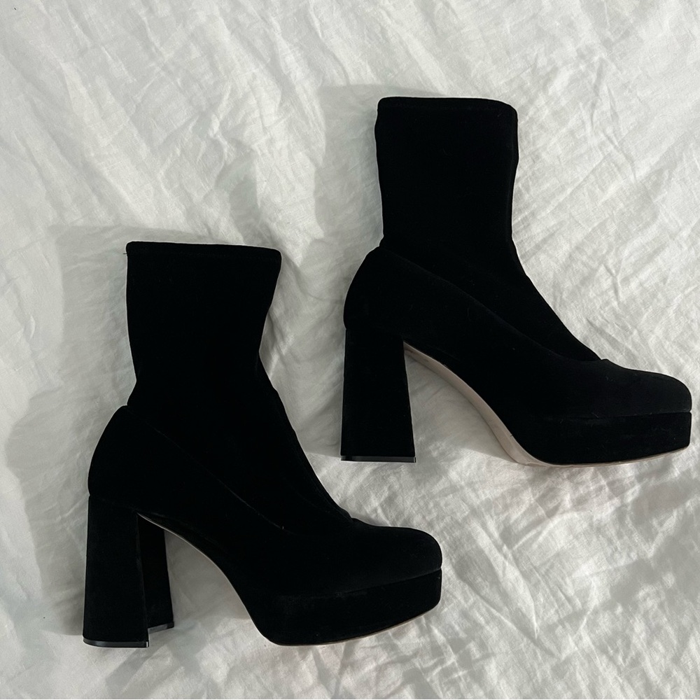 Miu Miu Black Velvet Platform Boots sz 9.5